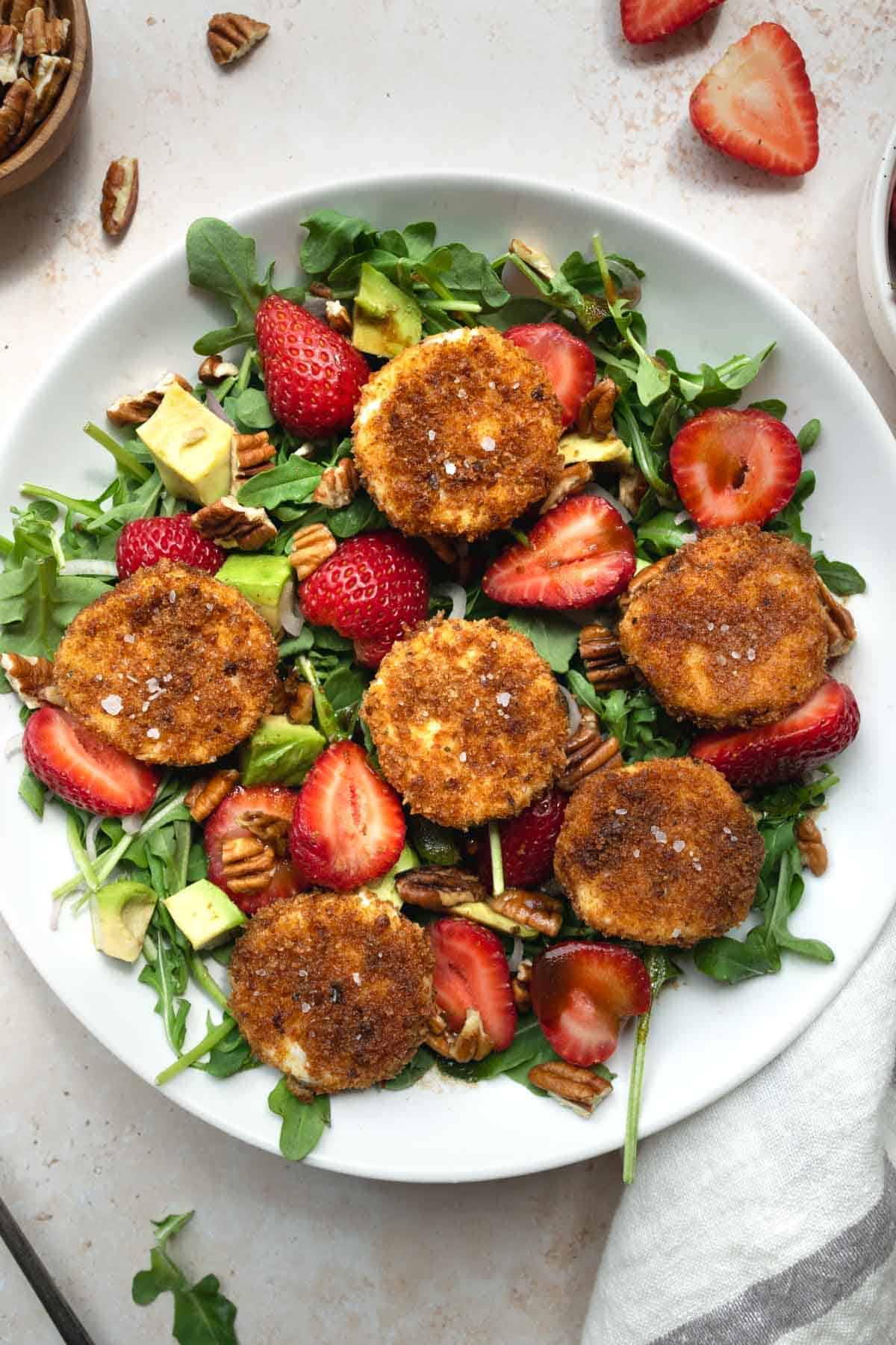 Fried Goat Cheese and Strawberry Salad
