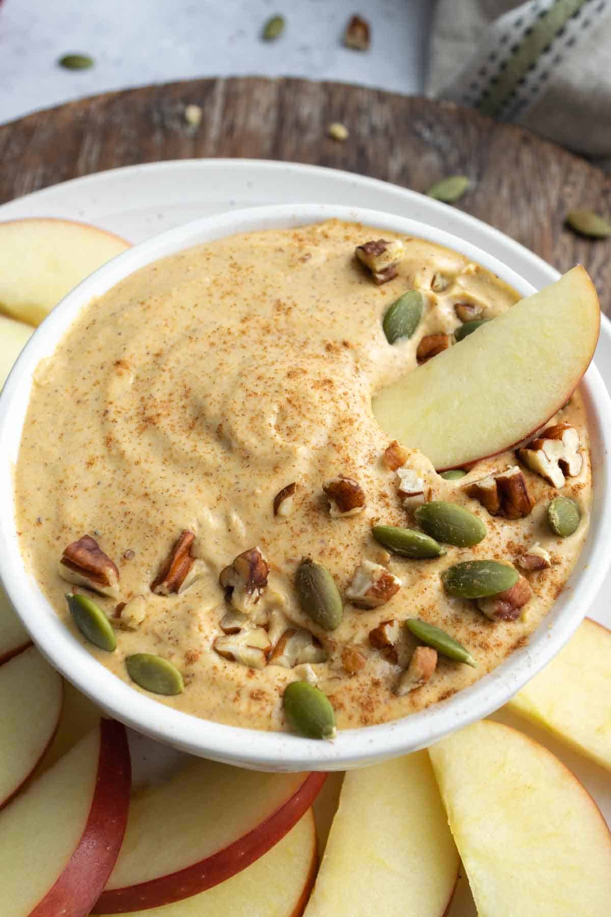 High Protein Pumpkin Fruit Dip - Emily Maude Nutrition