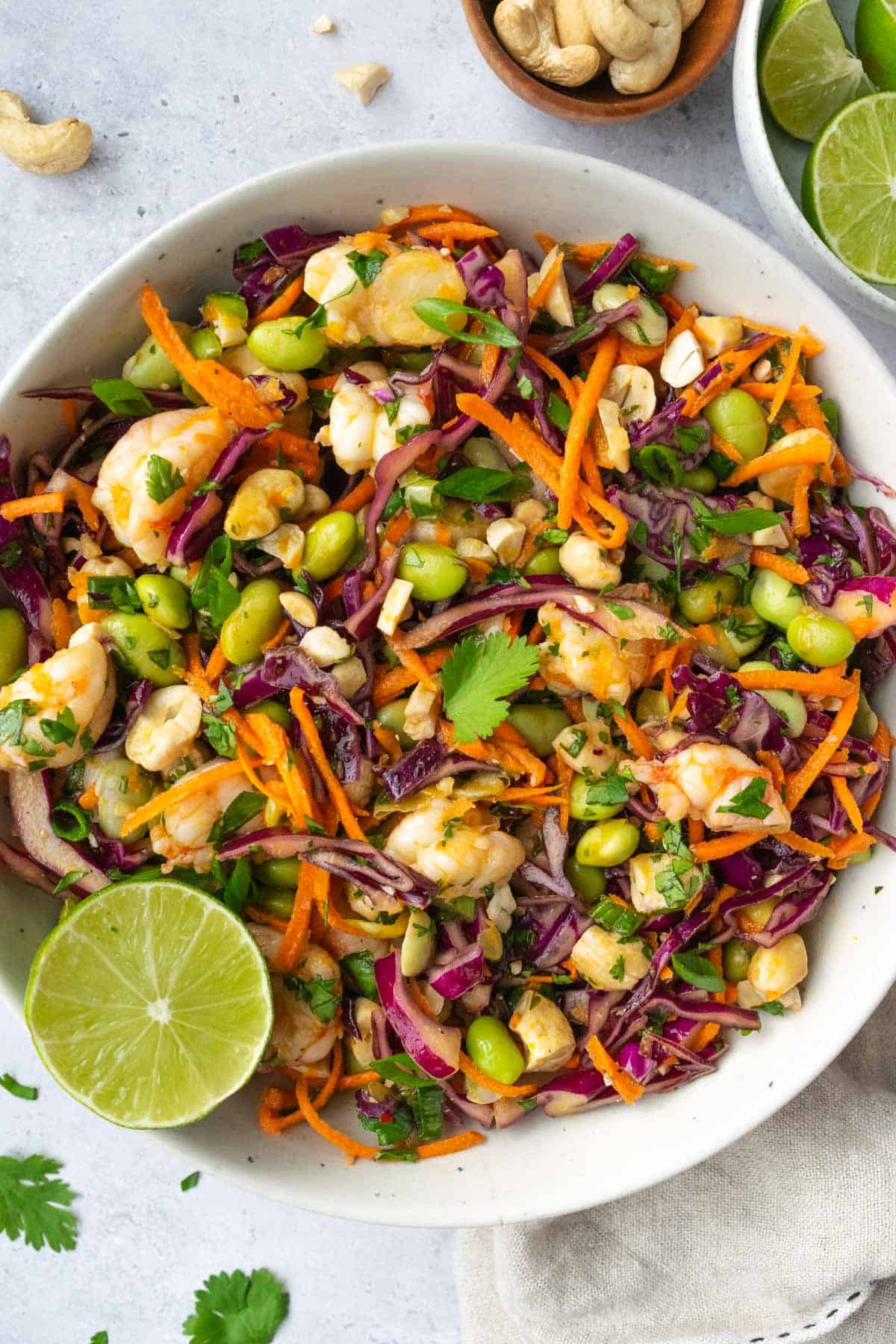 Shrimp Edamame Crunch Salad - Emily Maude Nutrition